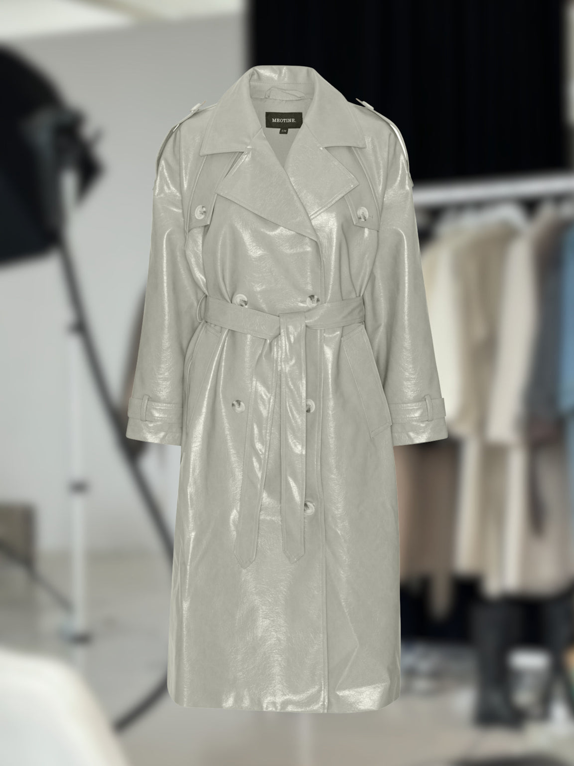 BOBBY TRENCHCOAT VEGAN LEATHER - BEIGE
