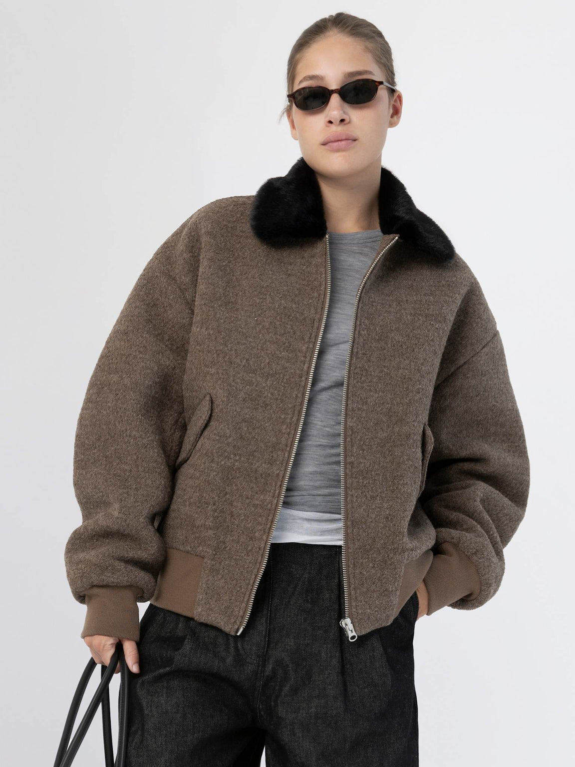 AVERY BOBMER JACKET - BROWN/BLACK