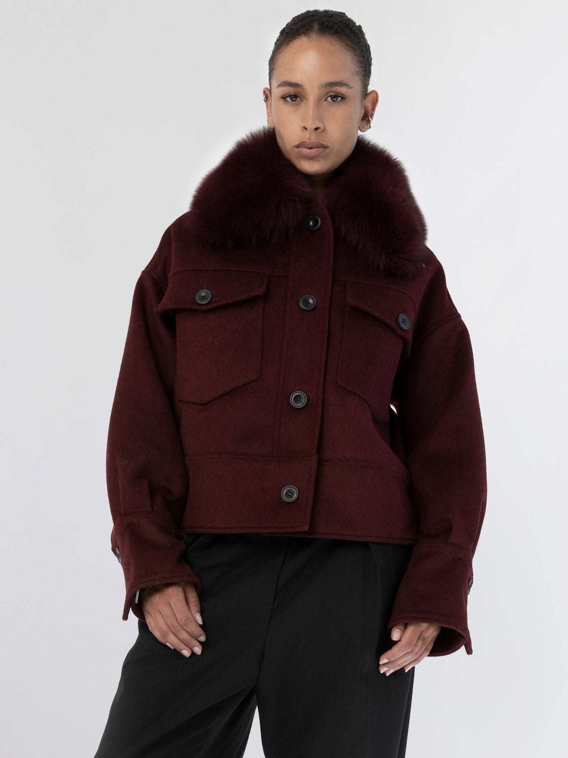CHARLIE WOOL JACKET - BURGUNDY
