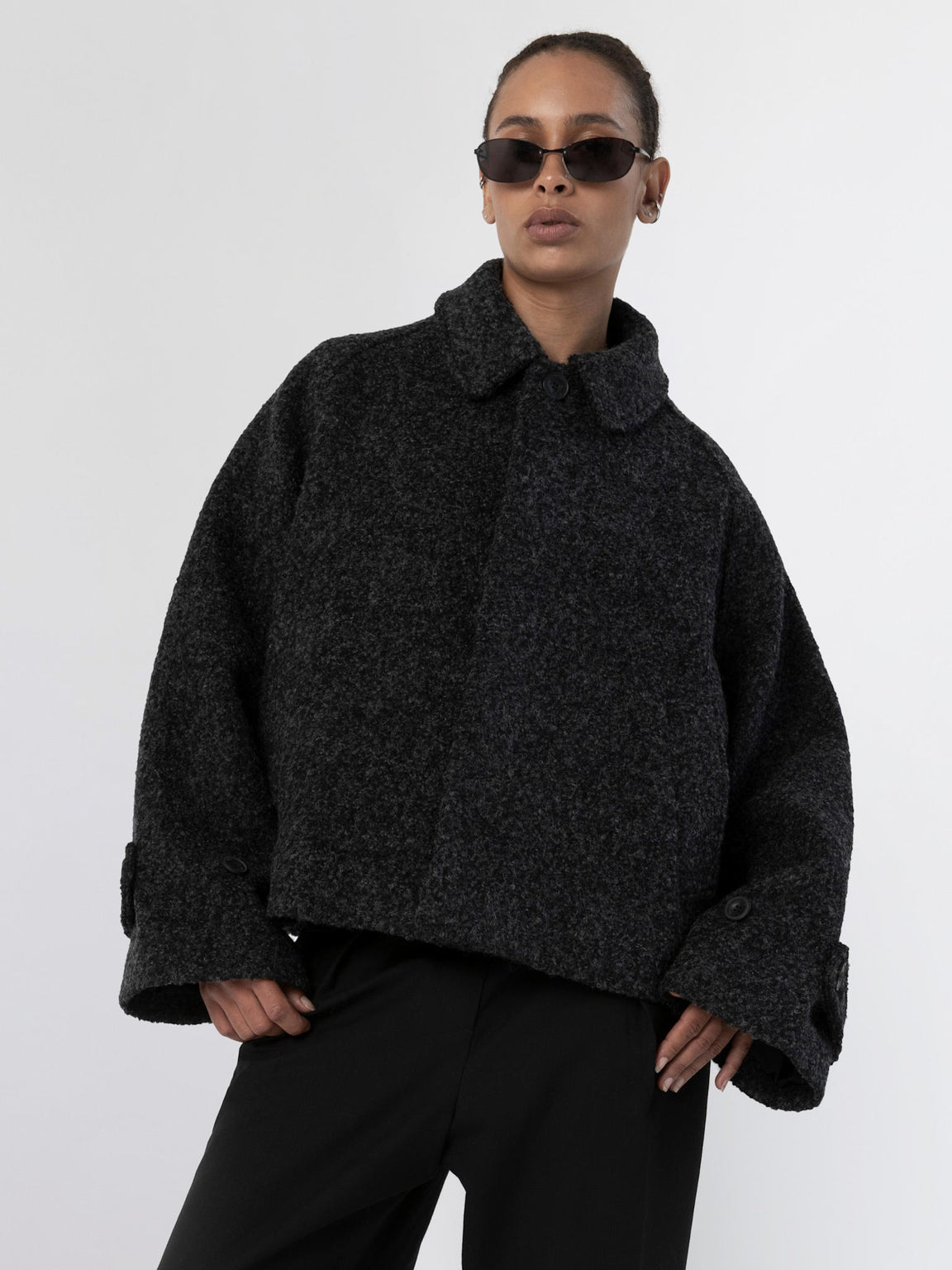 GIA BOUCLE JACKET - BLACK GREY