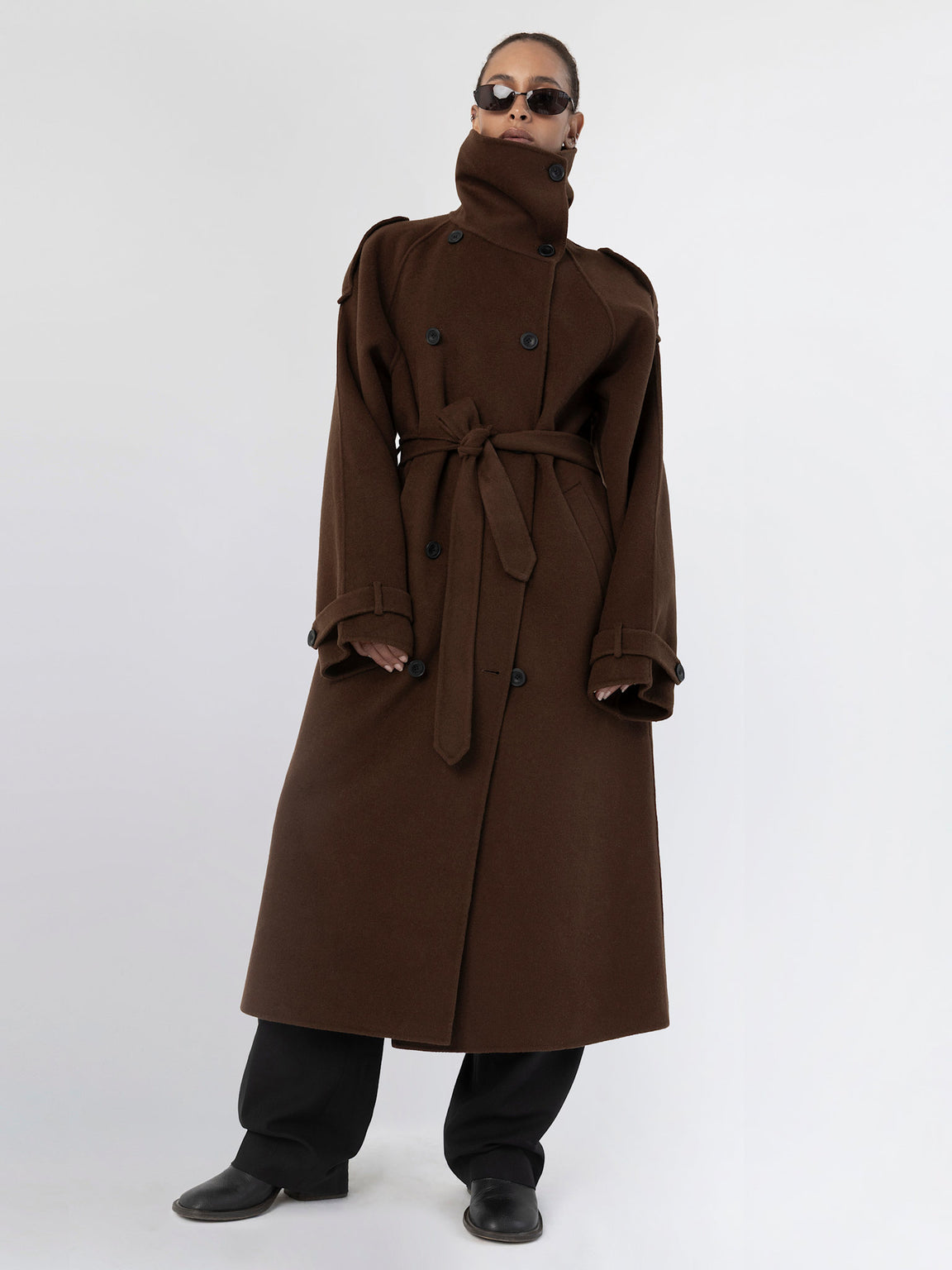BELLO WOOL COAT - BROWN