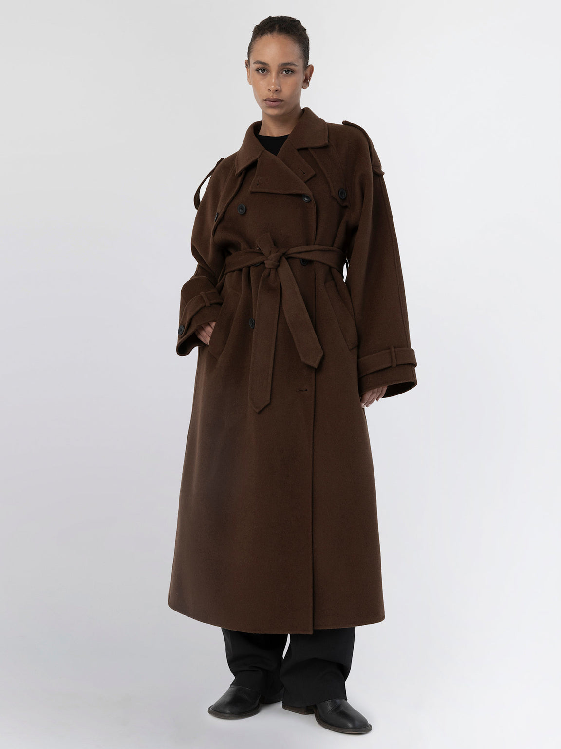 JOHN WOOL COAT - BROWN