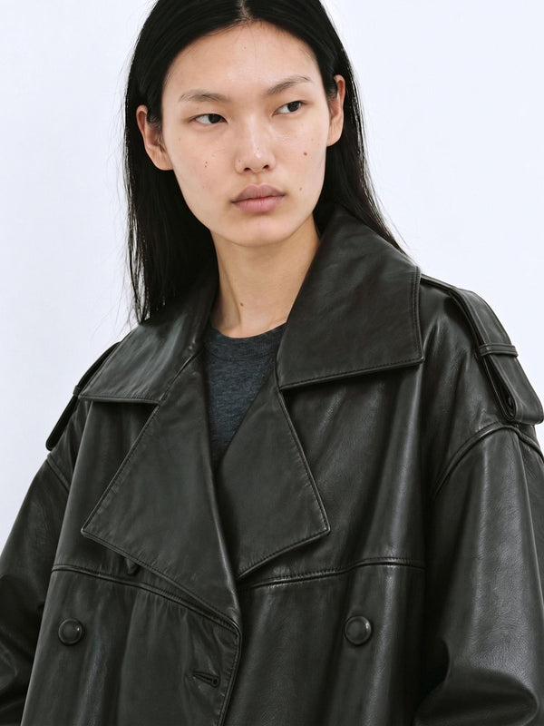 DAKOTA LEATHER COAT - BROWN