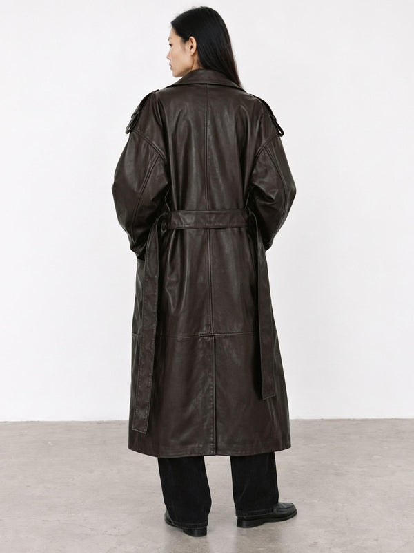 DAKOTA LEATHER COAT - BROWN