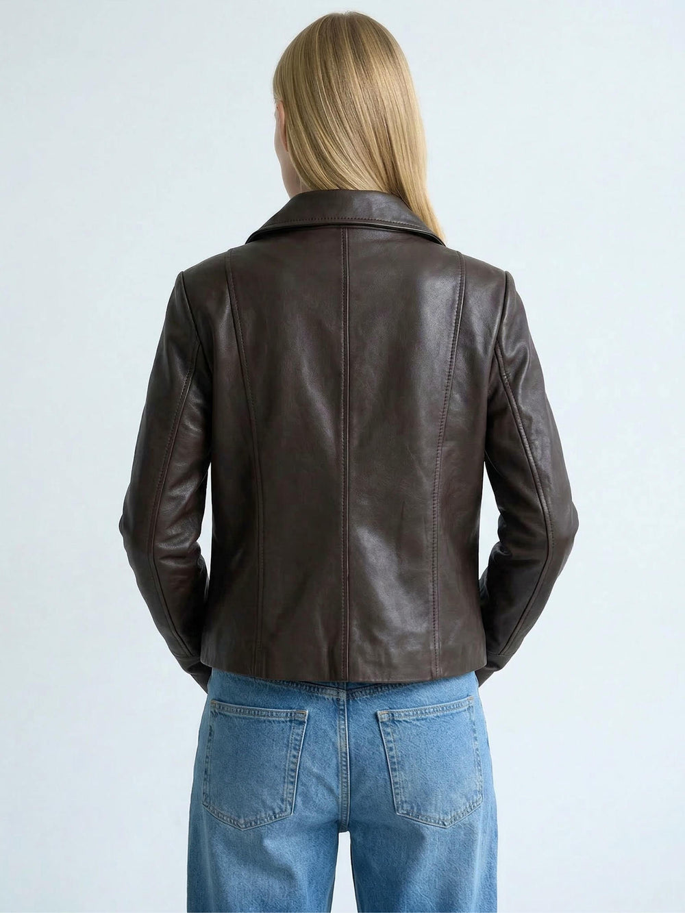 DREW LEATHER JACKET - BROWN