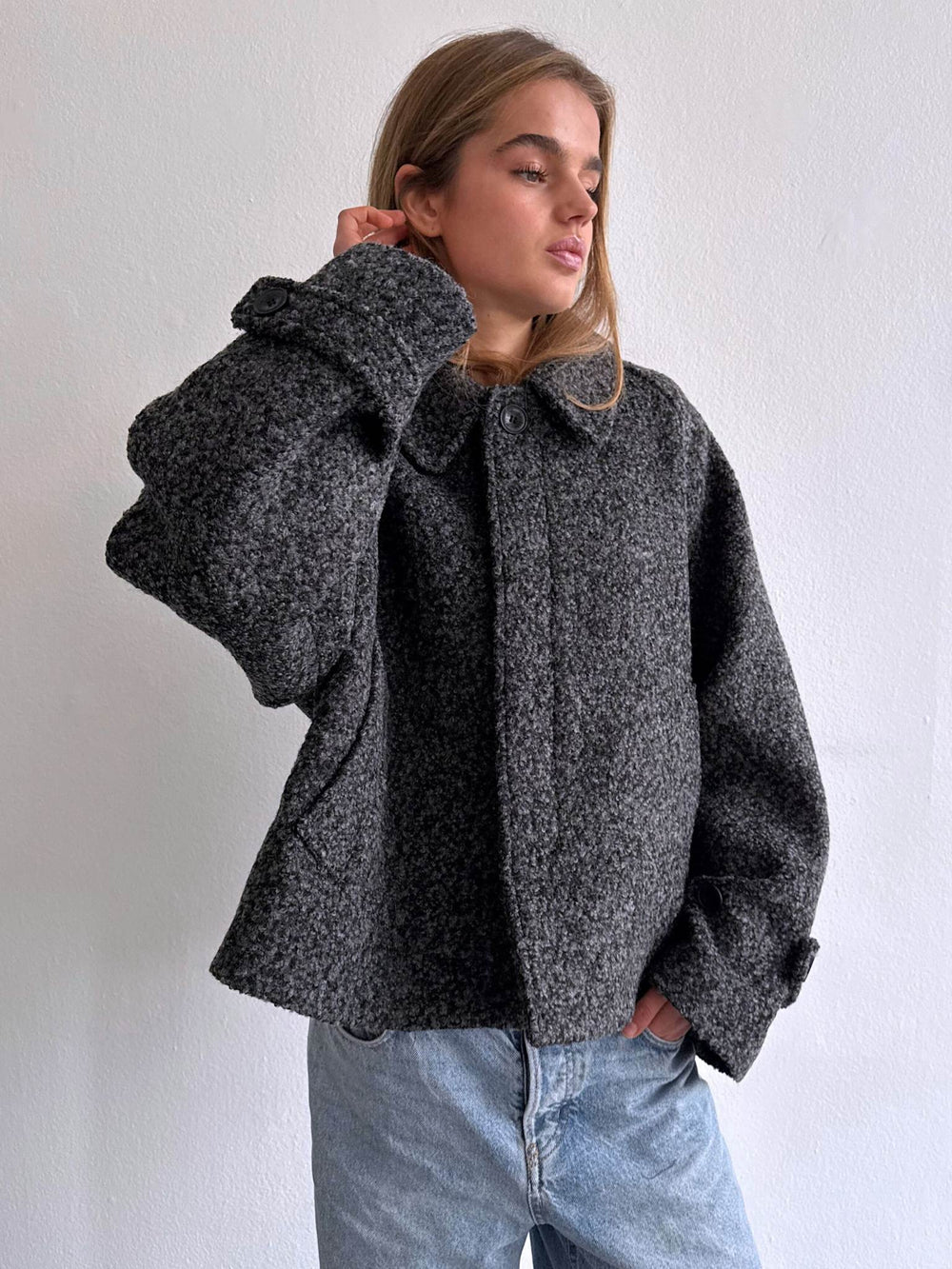 GIA BOUCLE JACKET - BLACK GREY