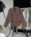 KIRA BOUCLE TRENCH JACKET - GREY BROWN
