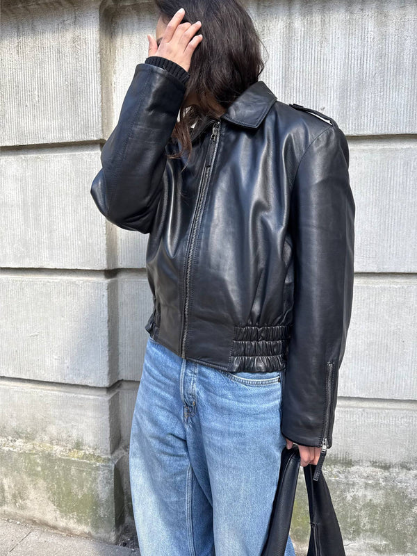 CLEO LEATHER JACKET - BLACK