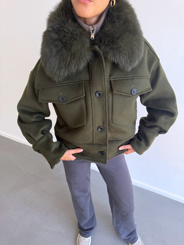 CHARLIE WOOL JACKET - DARK GREEN