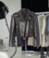 ROSE CROPPED BIKER JACKET - BLACK