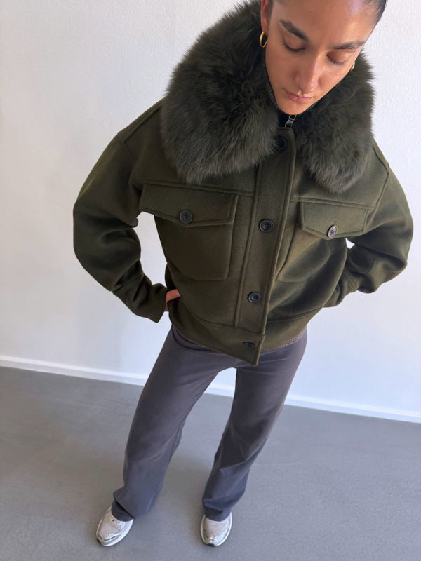 CHARLIE WOOL JACKET - DARK GREEN