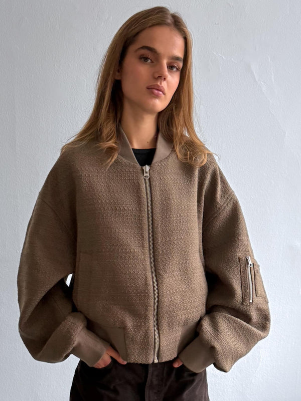 KIAN TWEED BOMBER - ARMY