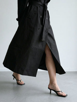 HEATHER TRENCH COAT - BLACK