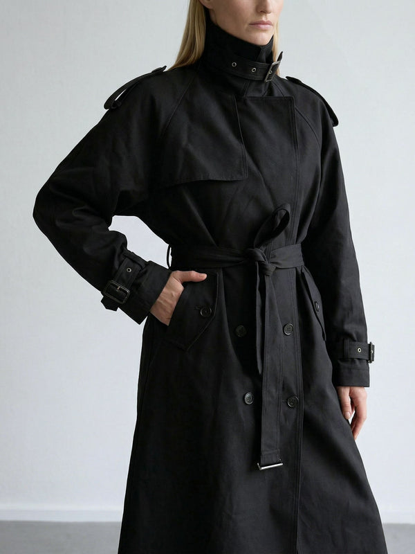 HEATHER TRENCH COAT - BLACK