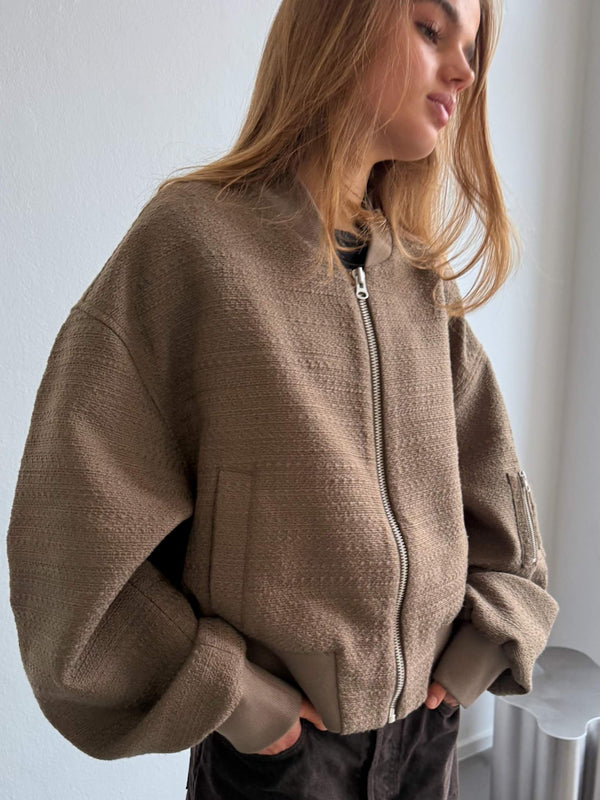 KIAN TWEED BOMBER - ARMY