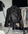 BOBBY LEATHER TRENCH JACKET - BLACK