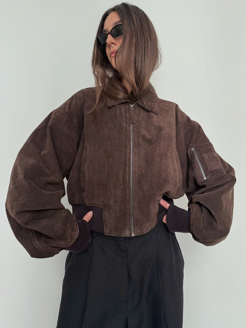 BONNIE SUEDE BOMBER - BROWN