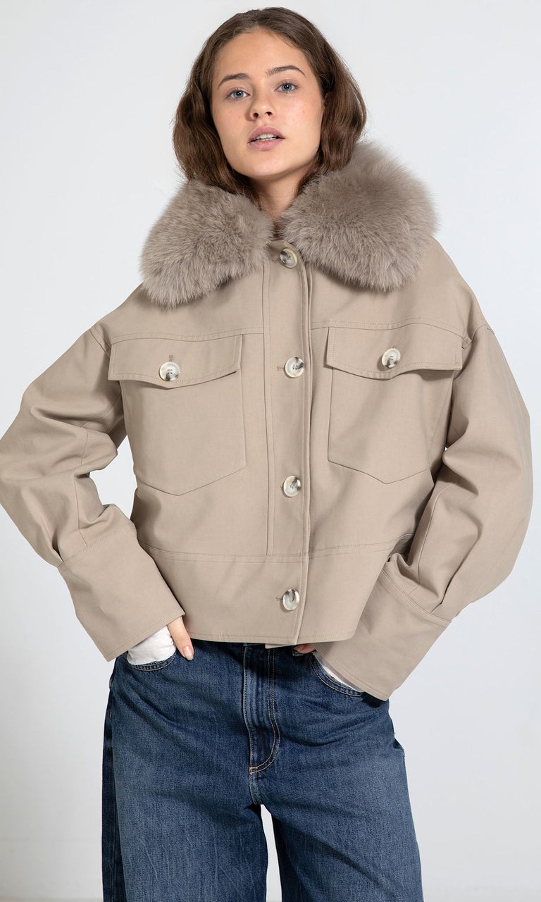 CHARLIE CANVAS JACKET - BEIGE