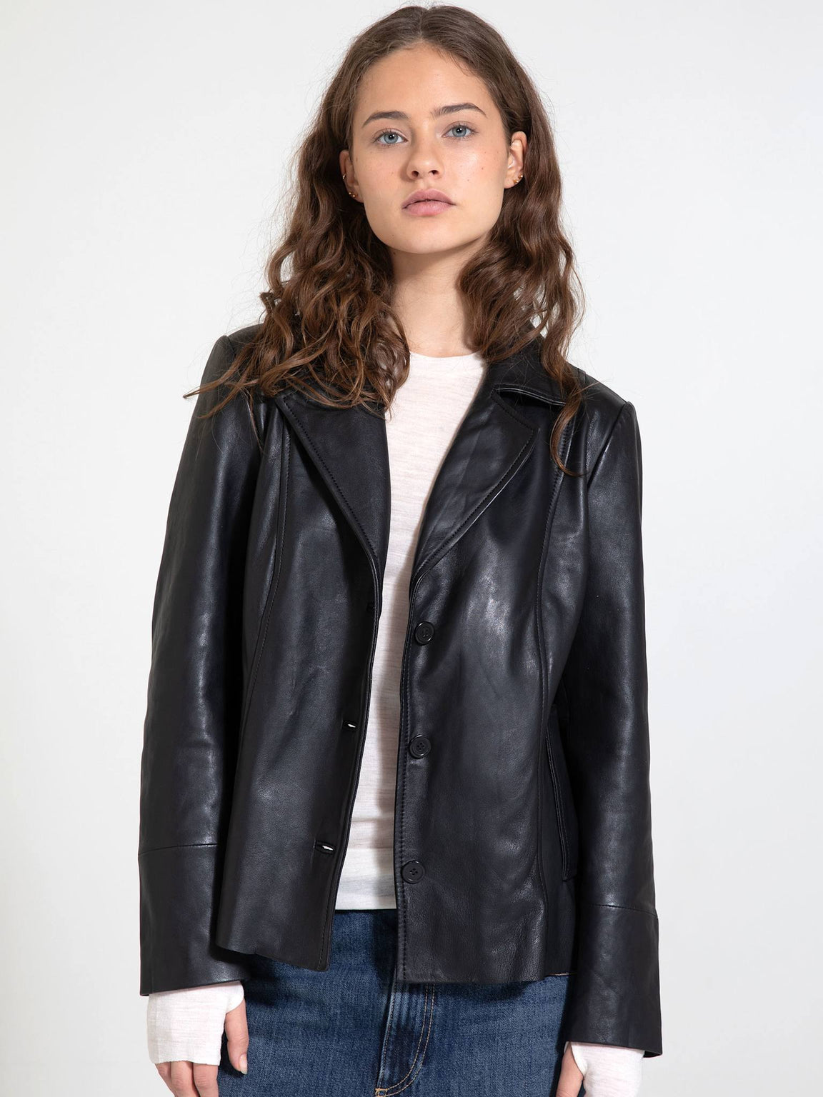 DREW LEATHER JACKET - BLACK