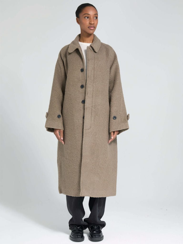 GIA BOUCLE COAT - GREY/BROWN