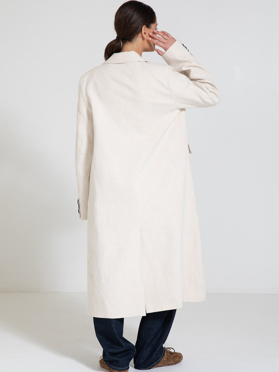 HARVEY LINEN COAT - CREME