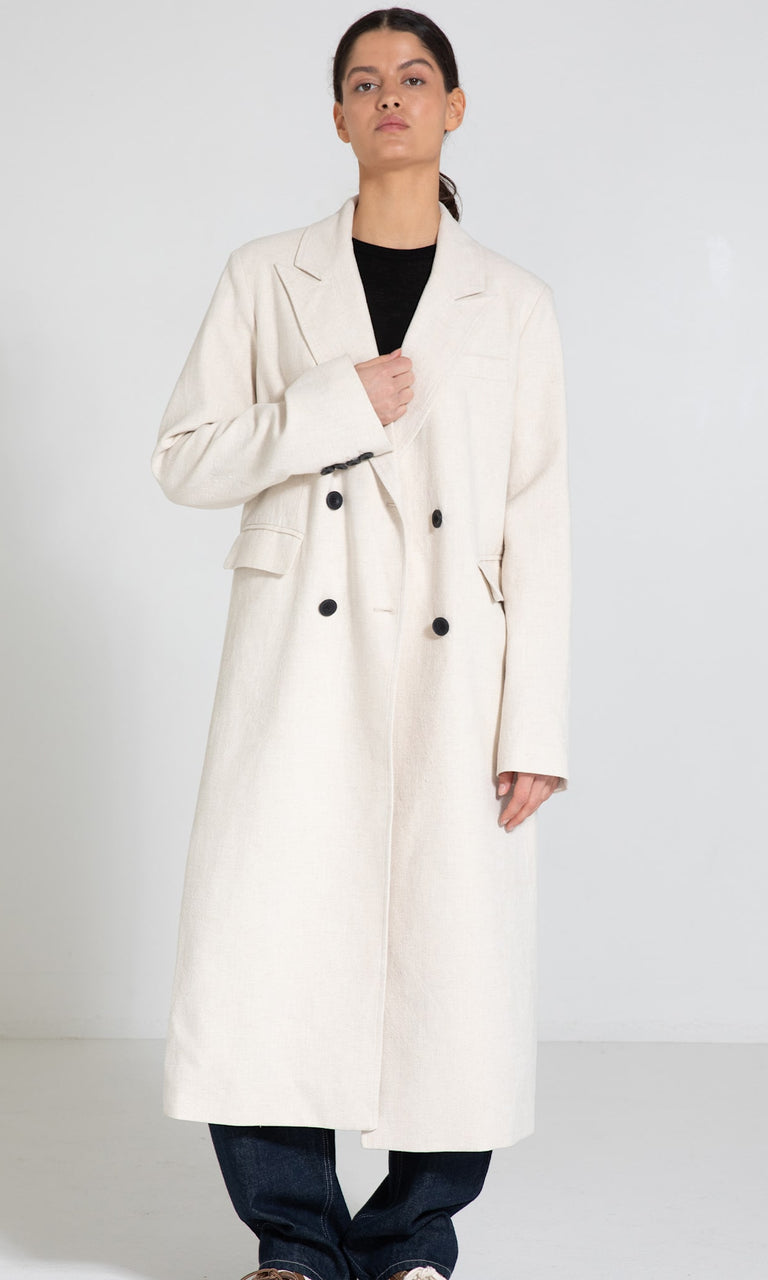 HARVEY LINEN COAT - CREME