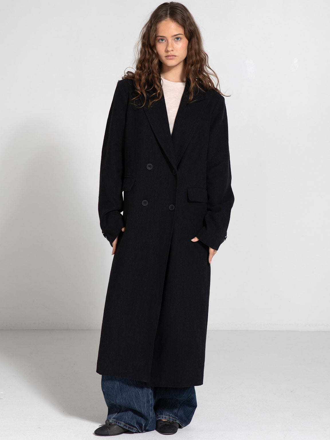 HARVEY LINEN COAT - BLACK