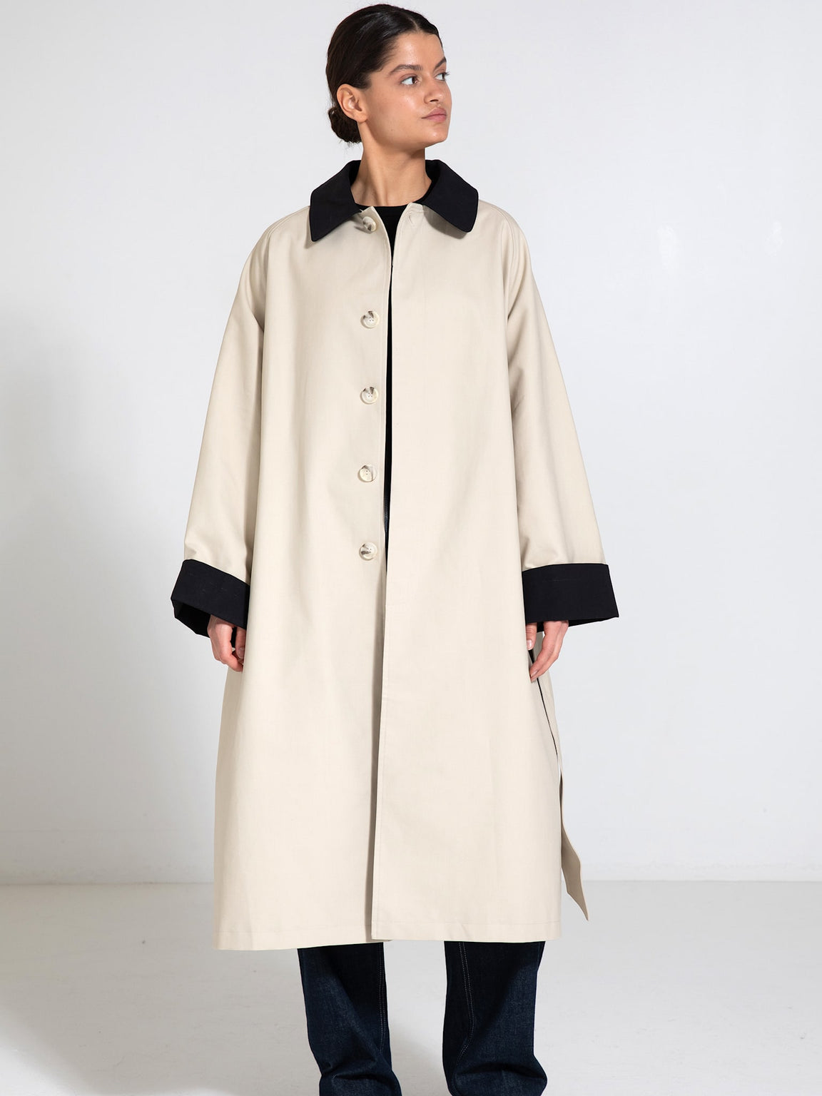 JOEL CANVAS COAT - CREME/BLACK