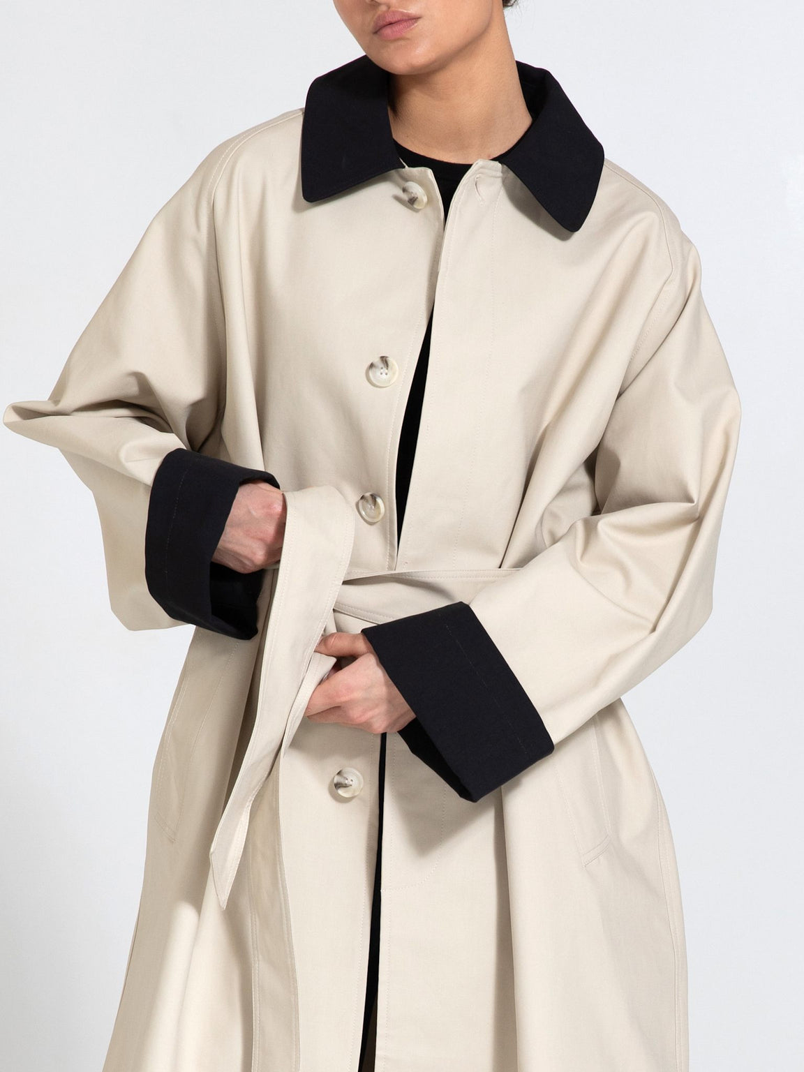 JOEL CANVAS COAT - CREME/BLACK