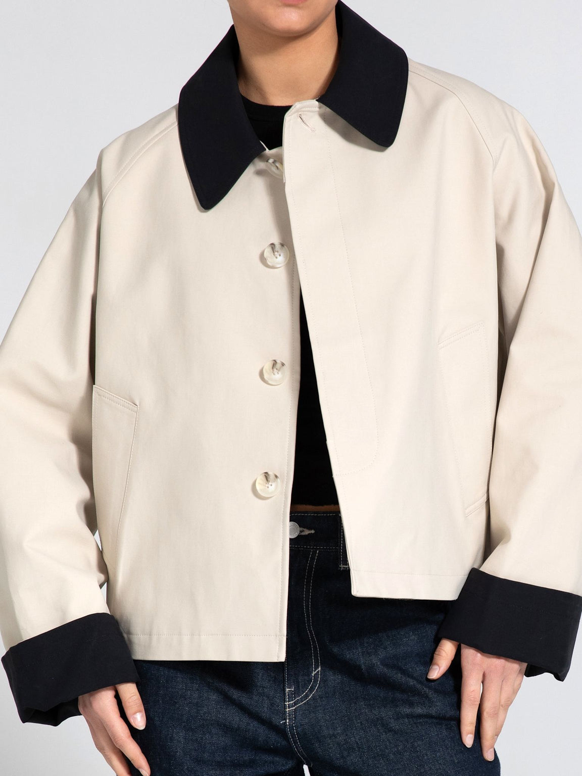 JOEL CANVAS JACKET - CREME/BLACK