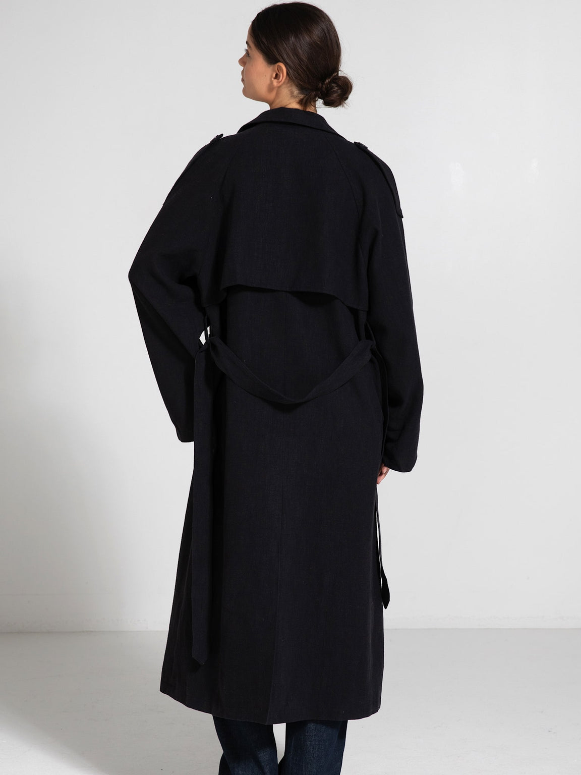 KIRA LINEN COAT - BLACK