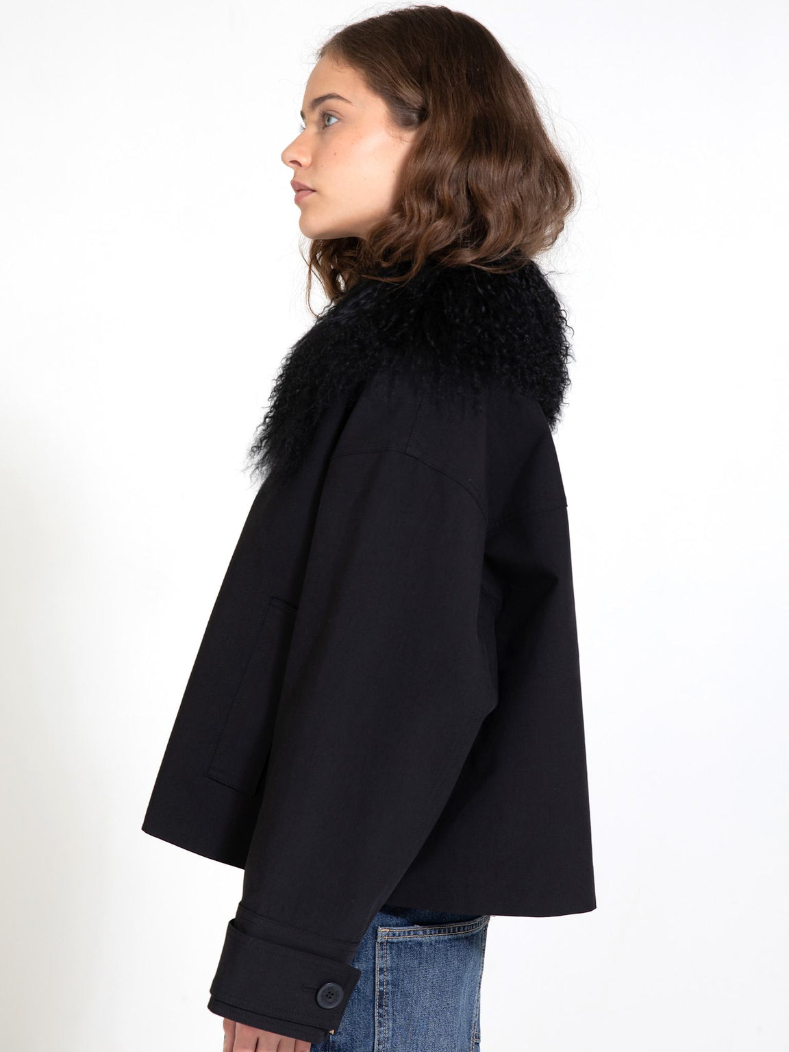 NICO JACKET MONGOLIAN FUR - BLACK