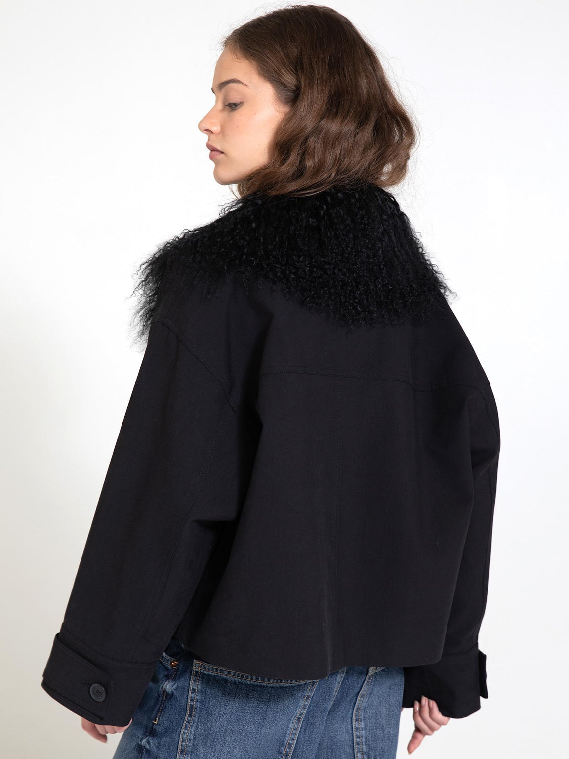 NICO JACKET MONGOLIAN FUR - BLACK