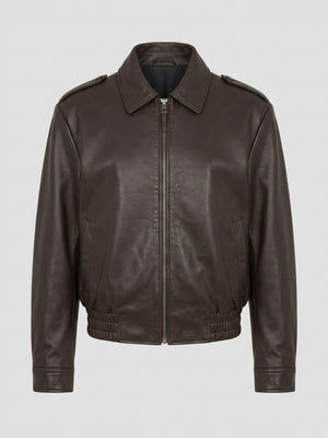 CLEO LEATHER JACKET - BROWN