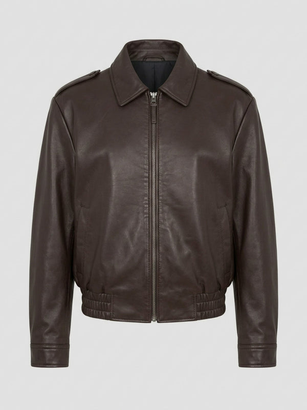 CLEO LEATHER JACKET - BROWN