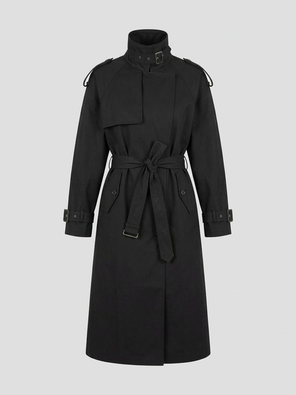 HEATHER TRENCH COAT - BLACK