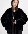 BIANCA BOMBER - FAUX FUR - BLACK