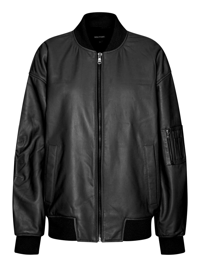 BIANCA LEATHER BOMBER - BLACK