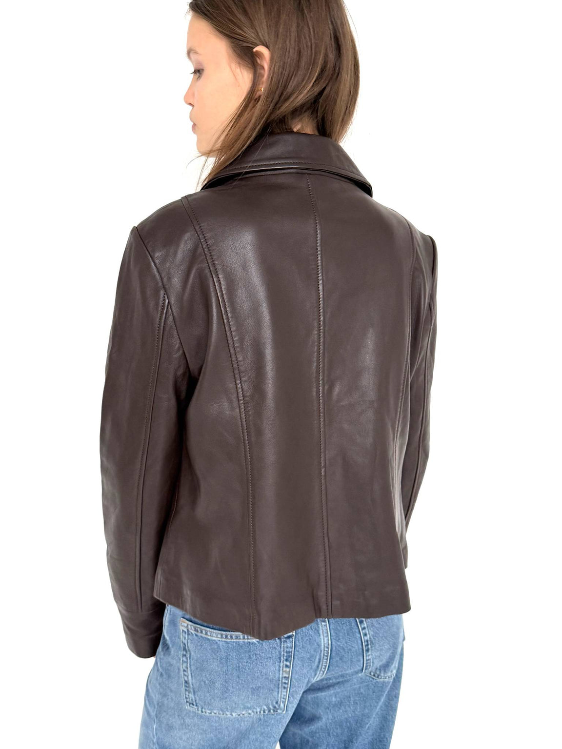 DREW LEATHER JACKET - BROWN