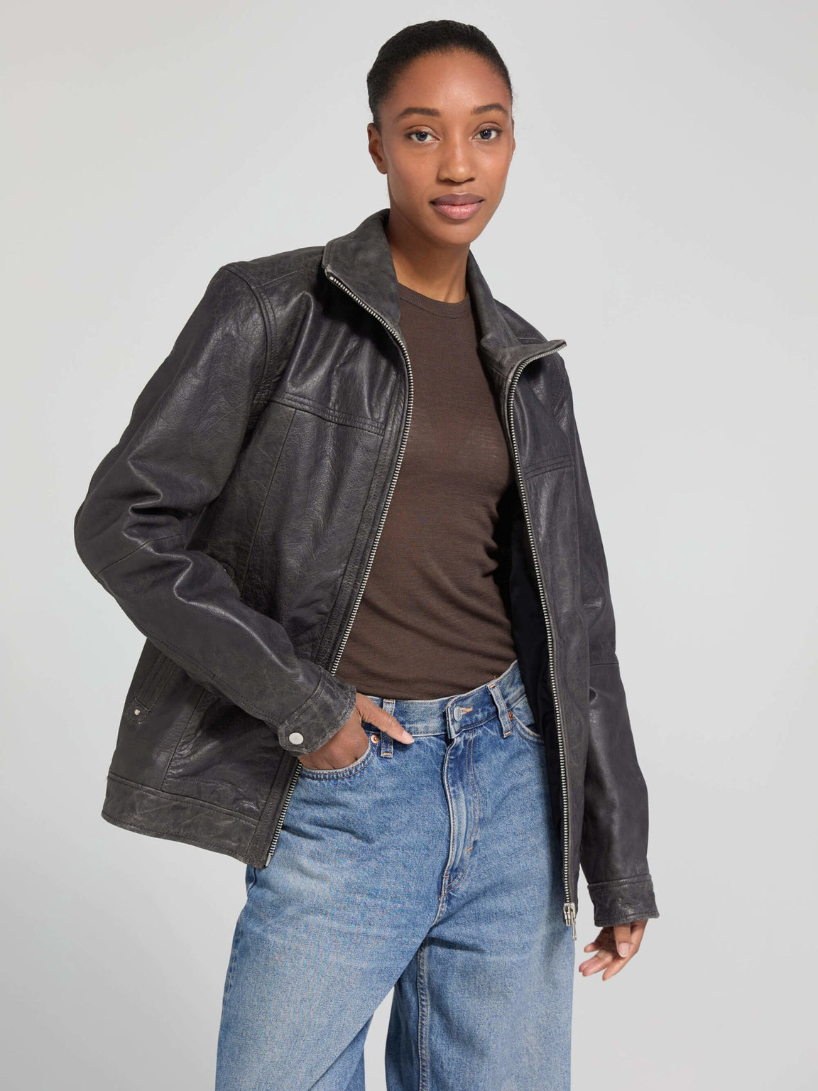 FLOYD LEATHER JACKET - BLACK