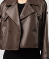 BOBBY LEATHER TRENCH JACKET - DARK BROWN