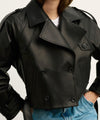 BOBBY LEATHER TRENCH JACKET - BLACK