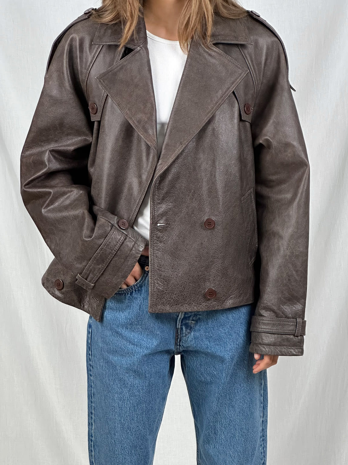 MOSS LEATHER JACKET - BROWN