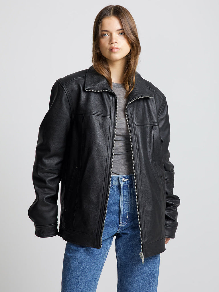 KARO LEATHER JACKET - BLACK