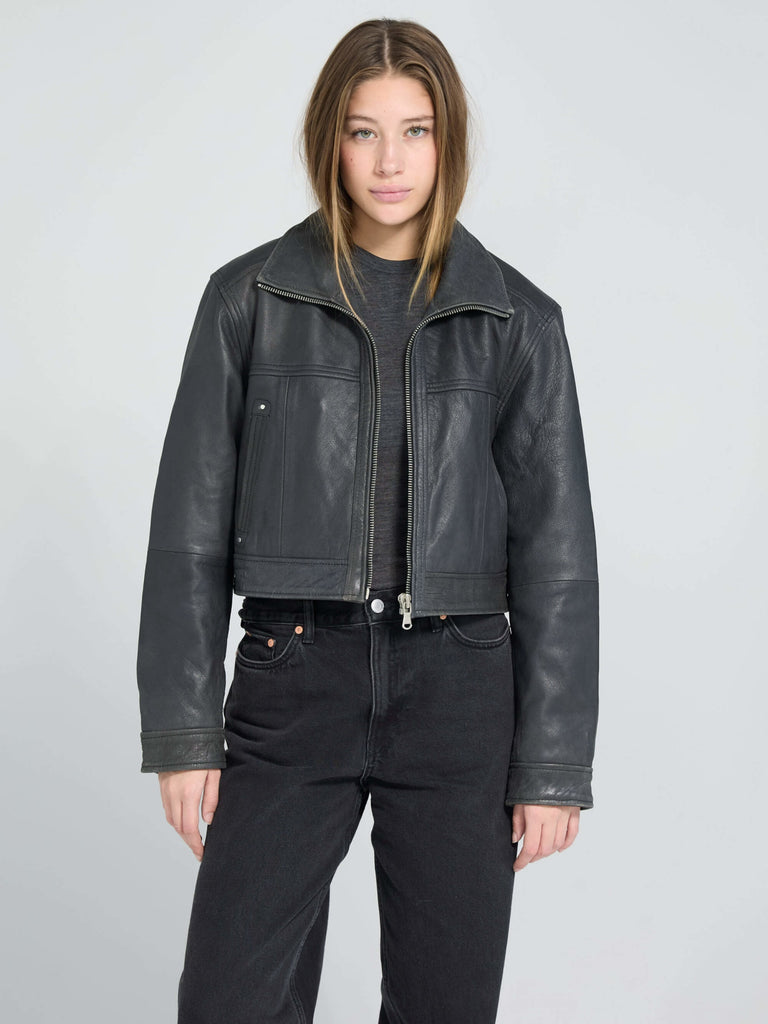 LYLE LEATHER JACKET - BLACK