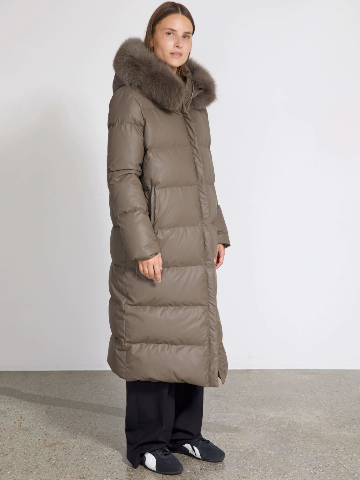 ALVA PUFFER COAT - GREY/BROWN