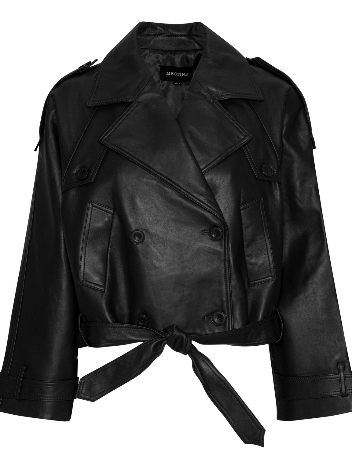 BOBBY LEATHER TRENCH JACKET - BLACK