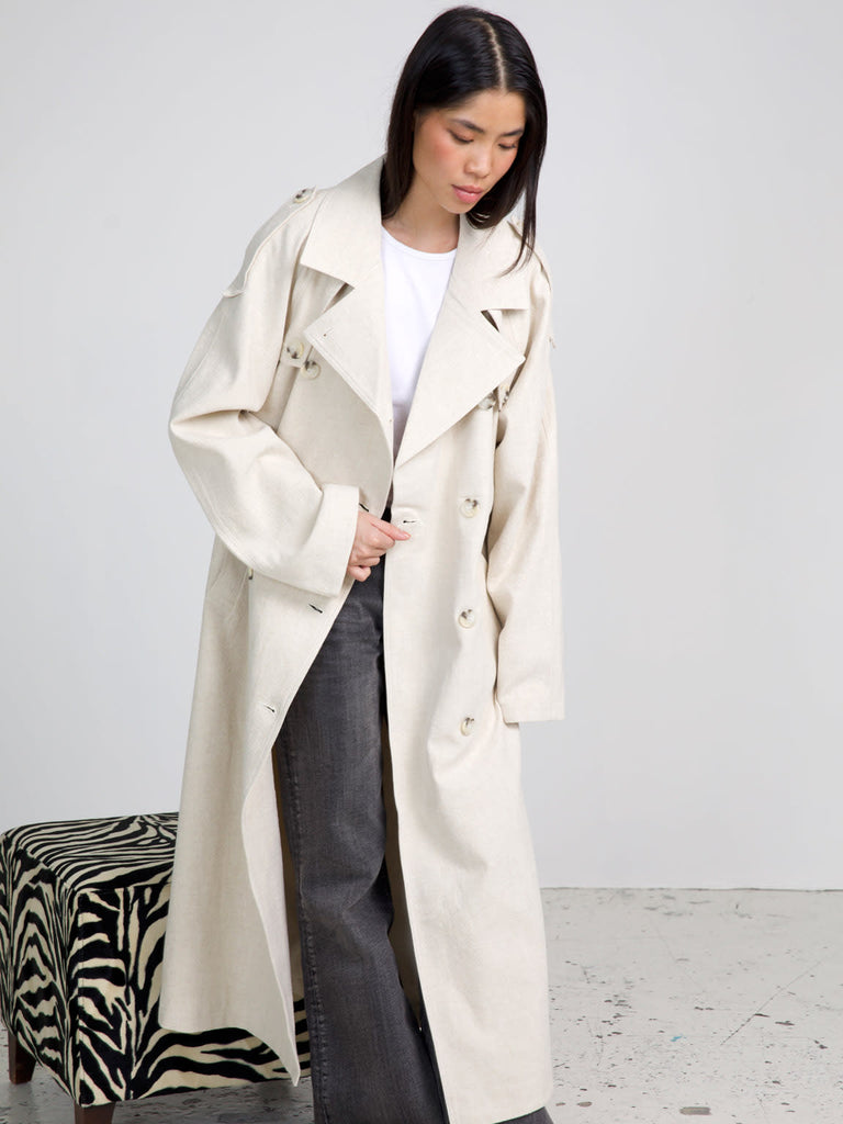 KIRA LINEN COAT - CREME