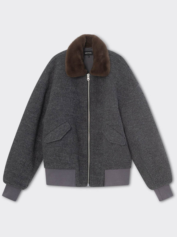 AVERY BOMBER JACKET - GREY/BROWN